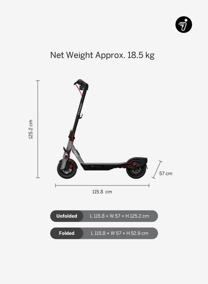 Segway Ninebot F3 Pro | Max Speed 25 km/h, Max Range 70 km, Max Power 1200 W, Max Load 120 kg, Wheels: Tubeless